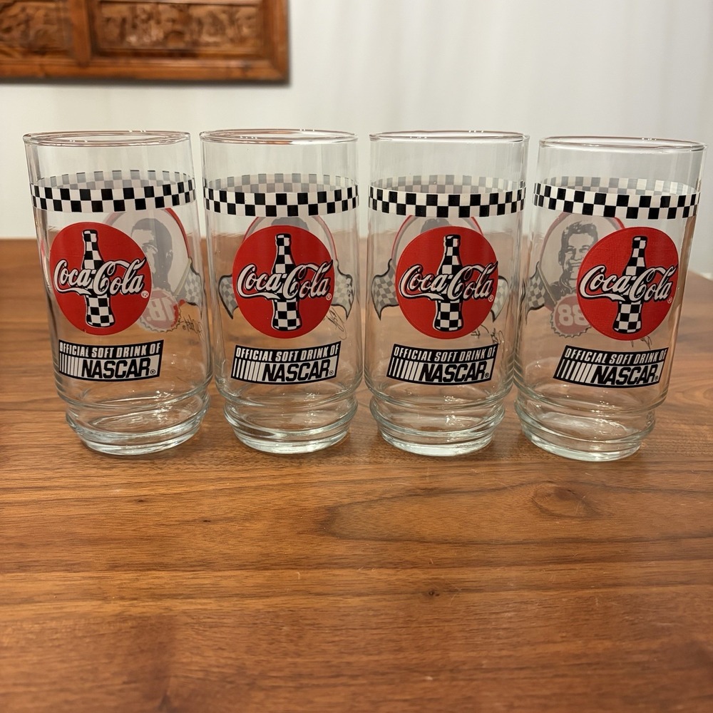 Vintage Nascar Coca Cola Glasses Waltrip Labonte Tony Stewart Ricky Rudd